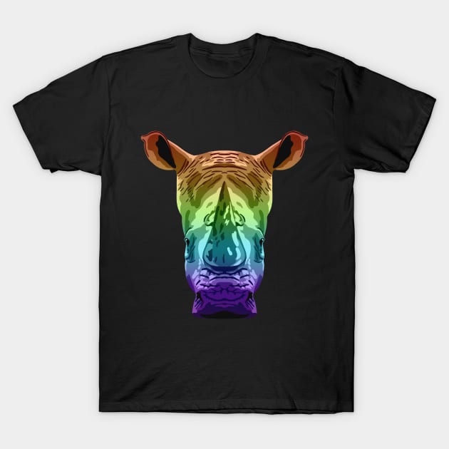 Rainbow Rhino T-Shirt by GeoCreate